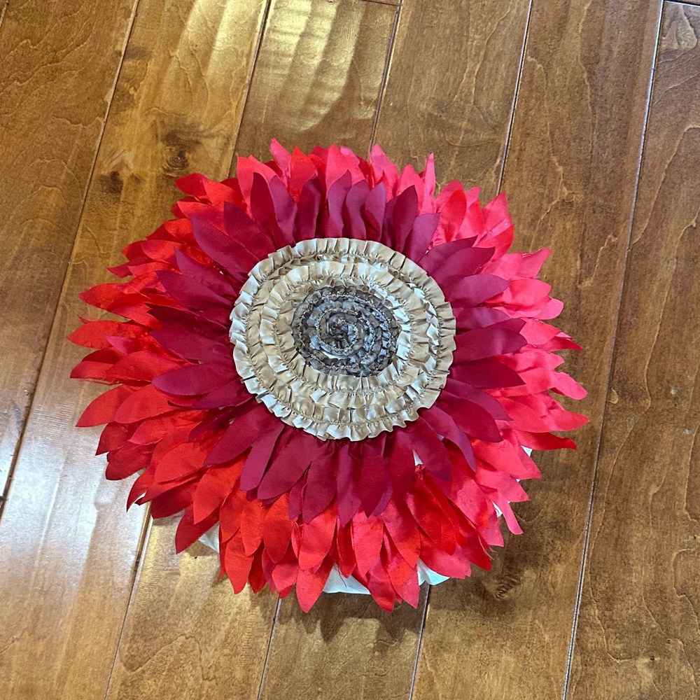 Red and Tan Decorative Flower Accent